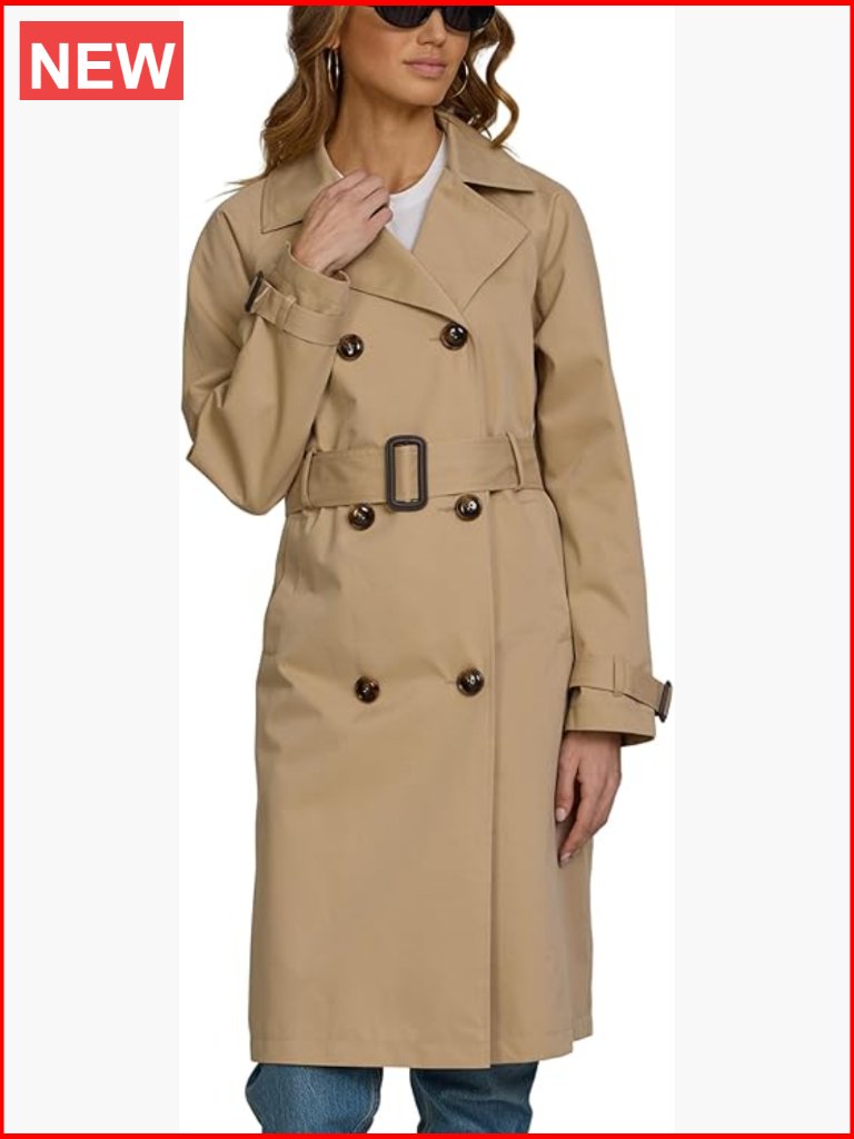 Long Lapel Trench Coat Double-Breasted Belted Work Jacket